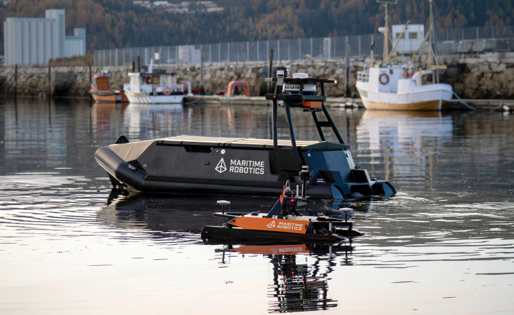 The Mariner USV and the Otter USV in Trondheim's pier.