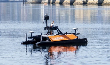 There's an Otter USV with the SeaSight add-on in Trondheim's harbour.